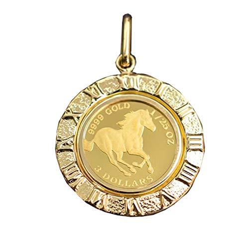 Pure Gold Coin Pure Gold Coin Pendant 24K Gold Tubal Government Official  Gold Coin Elizabeth Coin 1/25 oz K24 Horsecoin Frame K18 Ladies