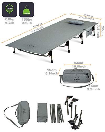 iClimb コット キャンプ 超軽量 アウトドア ベッド 組立簡単 簡易