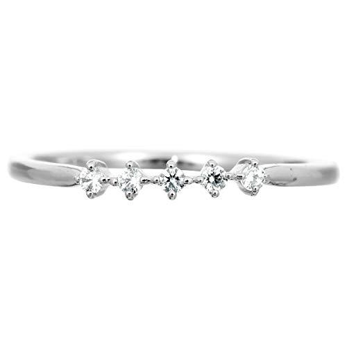 [Cococal] cococaru Platinum Pt900 Diamond Ring 0.07ct Layered Ring No. 6  Pinky Ring Natural Diamond Made in Japan