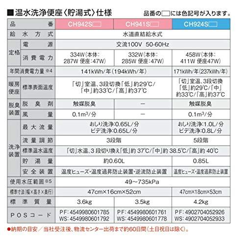 パナソニック 温水洗浄便座 ビューティ・トワレ ホワイト 貯湯式タイプ 脱臭無(旧品番 CH931SWS) CH941SWS