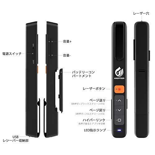 AMERTEER レーザーポインター PPTスライド用リモート ワイヤレス