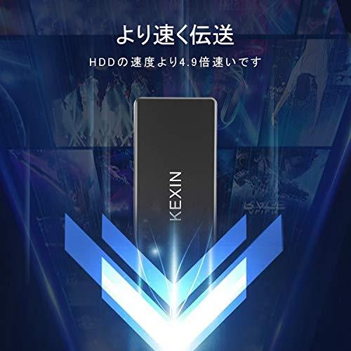 KEXIN ポータブルSSD 250GB USB3.1 Gen2 外付SSD ミニSSD Type-Cに対応  PS4、Windows、MAC、Android、Linuxに適用 超小型高速伝送 耐衝撃 黒（2年保証）