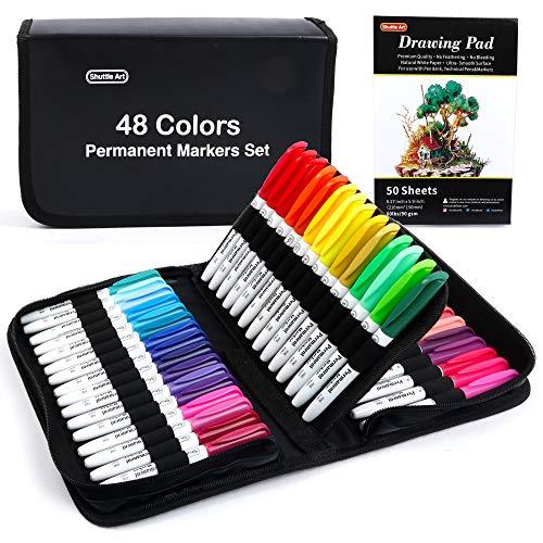 Buy Shuttle Art Oil-based marker Color pen Marker set Art marker Fine print  48 colors Quick-drying Water-resistant sketchbook With storage case  Children's coloring book Mark check Name writing Comic drawing Doodle poster