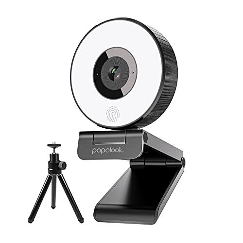 Buy PAPALOOK webcam with LED light Brightness 3 stairs adjustable Tripod stand with automatic light compensation High quality microphone built-in live streaming webcam pc camera windows mac Web conference /