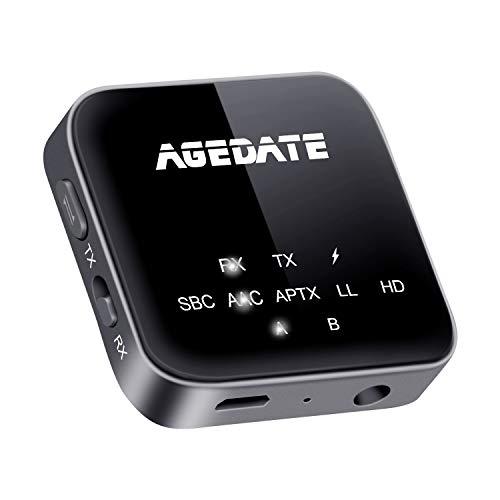 Agedate Bluetooth トランスミッター レシーバー 5.0 一台二役 Bluetooth 送信機 受信機 ハンズフリー通話  ブルートゥース トランスミッター aptx-LL apt-X HD対応