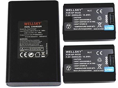 Buy WELLSKY NP-W235 Compatible Battery 2200mAh 2 pcs & Dual USB