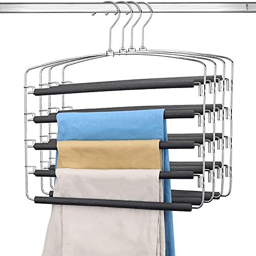 Buy Trouser Hanger Space Saver,5 in 1 Anti-slip Rotate Solid Wood Metal Trouser  Hangers Space Saving, Clothes Closet Pant Hangers for Jeans Towels f Ties  Storage Online at desertcartINDIA