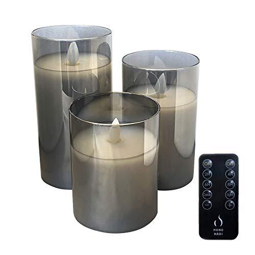 Buy HONONARI LED candle light Glass Gray 3-piece set with