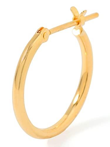 Men's Earrings One Ear Hoop Earrings K18 18K Gold Ring Earrings (Yellow  1.5mm x 15mm (One Ear))