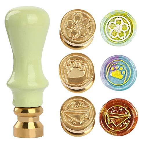 Buy Sitengle Sealing Wax Stamp Set 15mm Mini Size Wax Seal Stamp Sealing  Wax Stamp Cute Birthday Congratulations Letter Message Card DIY Handicraft  Supplies (1 Handle + 3 Copper Heads (Sakura, Cat