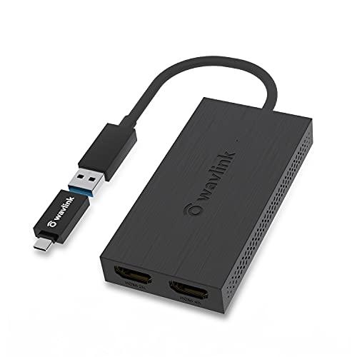 WAVLINK USB 3.0A/type-C-デュアル HDMI アダプター 4K出力 ミニ