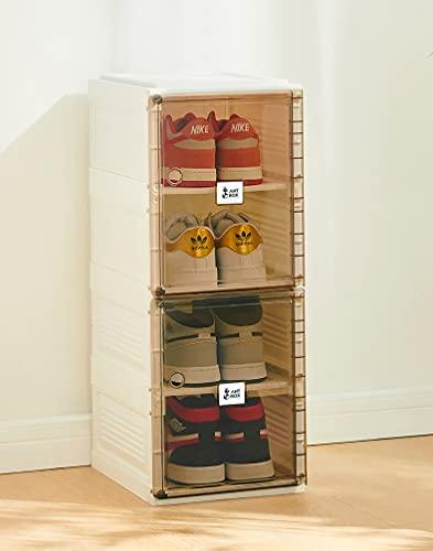 Foldable Space-Saving Closet Shoes Shelf Transparent No