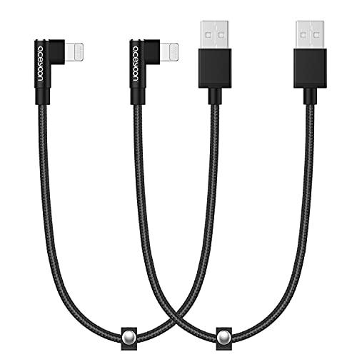 Buy aceyoon iPhone charging cable L-shaped 50cm 2 pcs set MFi certified  Lightning cable Fast charging High speed data transmission Lightning cable  High durability nylon knitting Flexible eyephone charging cable Right angle
