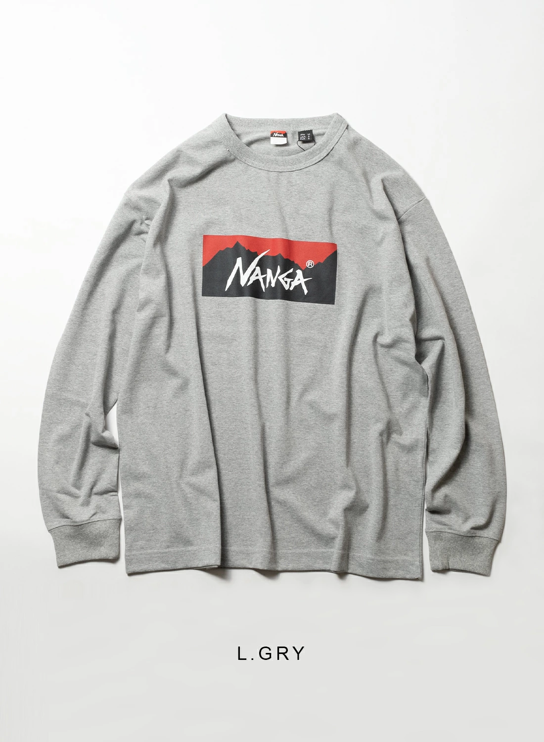 NANGA ECO HYBRID BOX LOGO L/S TEE (Eco Hybrid Box Logo Long Sleeve T-Shirt)  Long T-shirt Long Sleeve Logo TEE Outdoor Men's Unisex L.GRY S