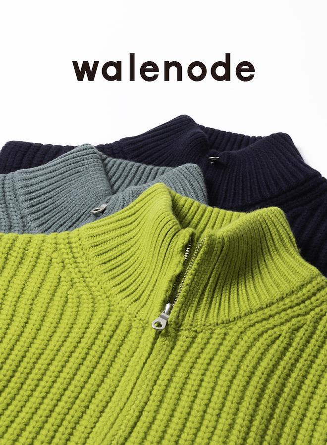 Walenode(ウェルノード)Basolan cashimere wool Futoune zip up vest(バソラン カシミヤ ウール 太畝  ジップアップ ベスト)ニット ニットベスト カシミヤニット メンズ ユニセックス BLUE GREEN 0