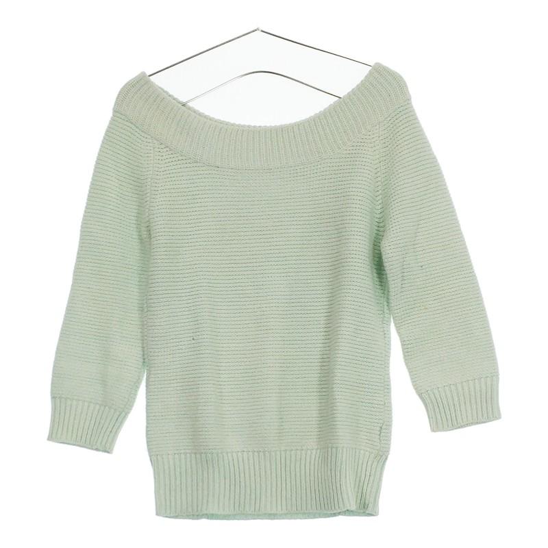 [04709] Cheap ef-de cable knit sweater light green mint color 9 M L wide  neck