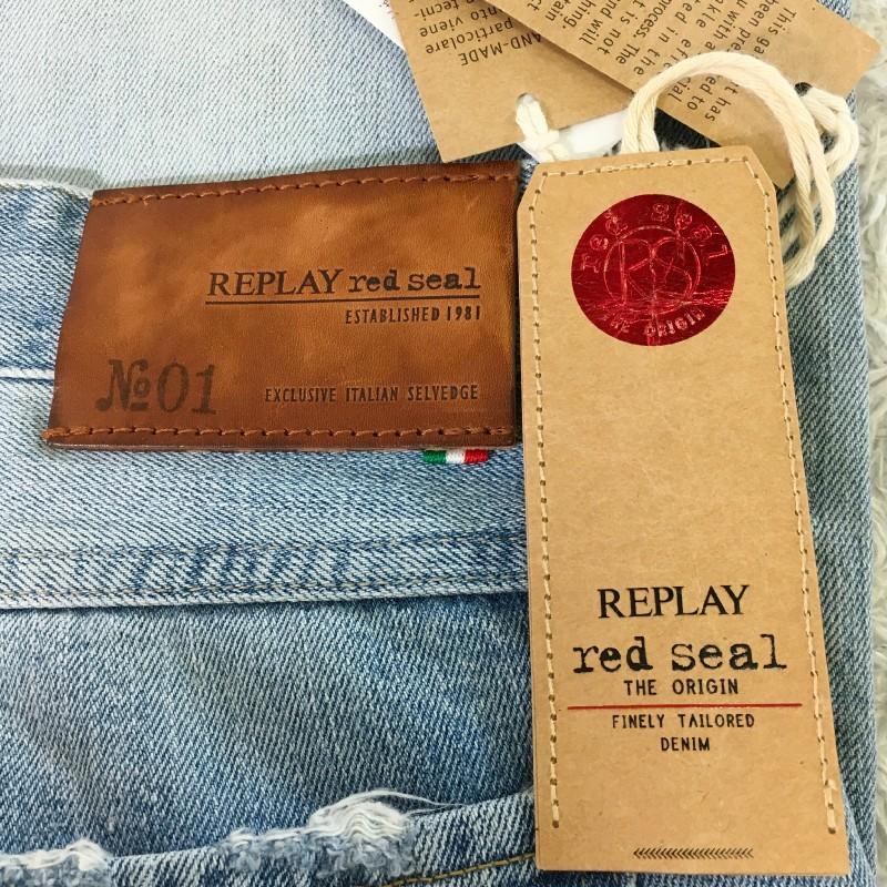 【05255】 新古品 REPLAY リプレイ デニム ジーンズ ジーパン サイズ36 ブルー サイズ2XL(3L)相当 ダメージ加工 メンズ