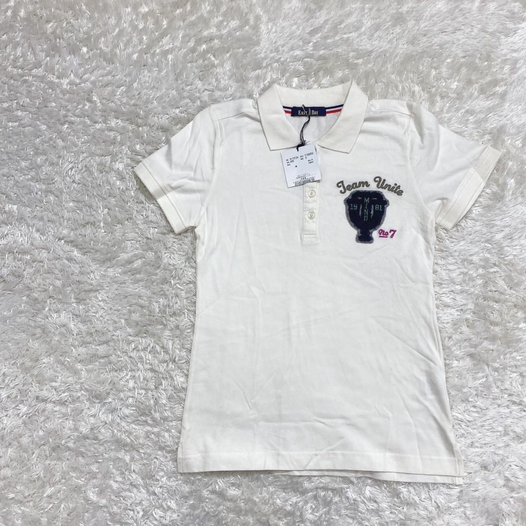 [12512] New and Used EAST BOY Polo Shirt Kids 140cm White Short Sleeve  Embroidered Casual Daily Wear