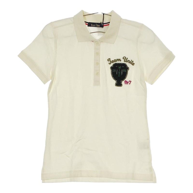 [12512] New and Used EAST BOY Polo Shirt Kids 140cm White Short Sleeve  Embroidered Casual Daily Wear