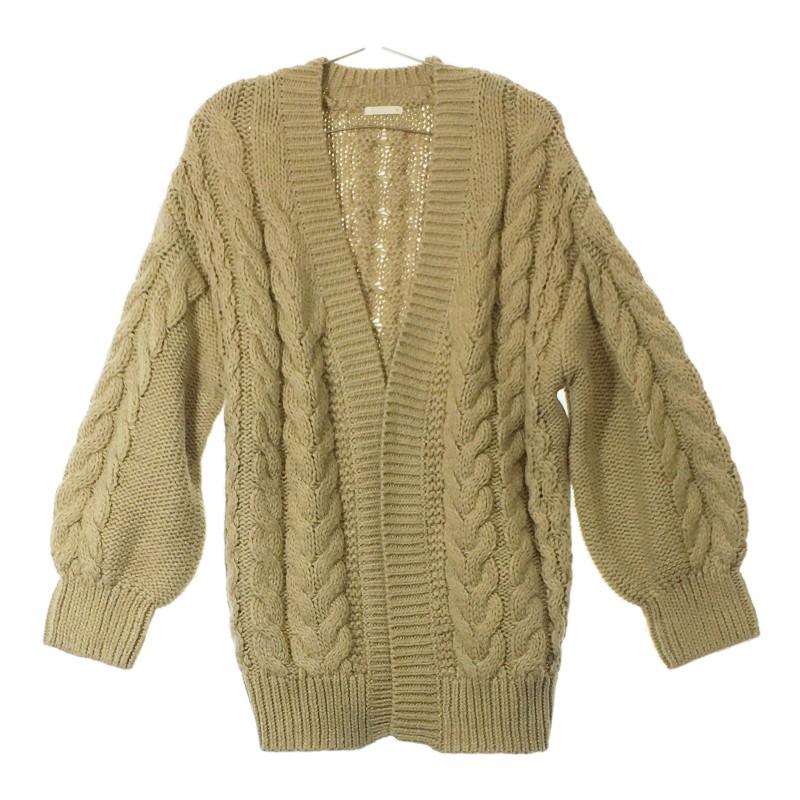 Buy [16235] GU Knit Cardigan Cable Knit M Beige Cute Casual Girly ...