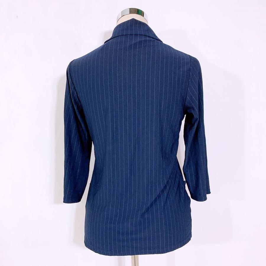 Women's L gene luxue 3/4 sleeve single button tailored jacket navy