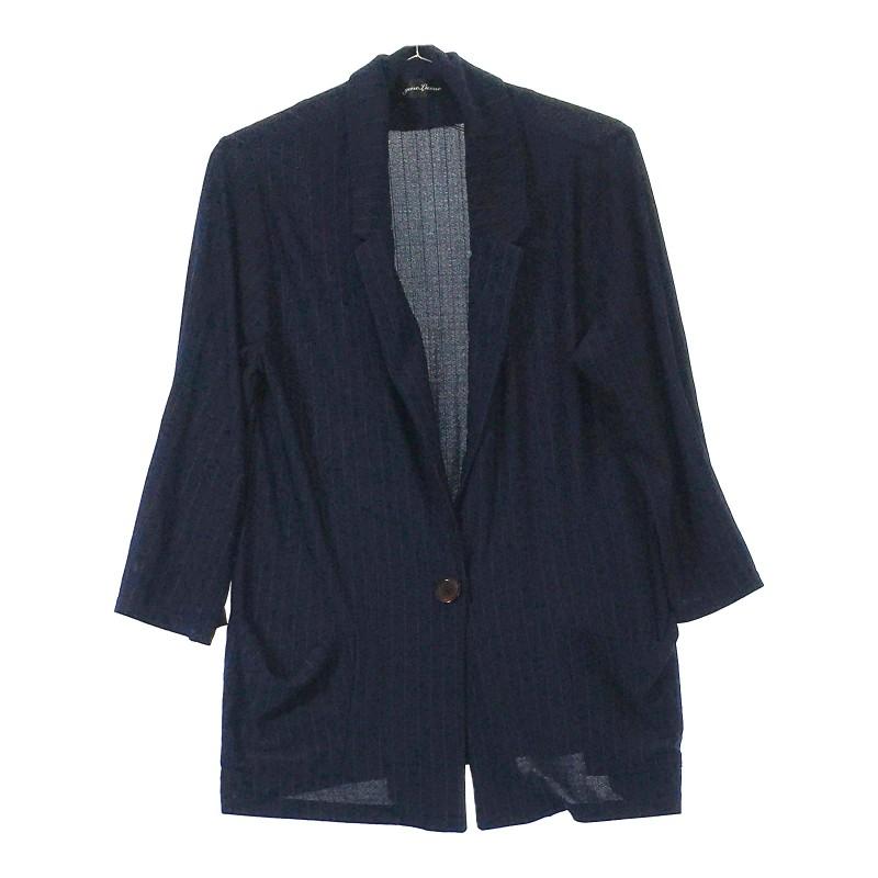 Women's L gene luxue 3/4 sleeve single button tailored jacket navy