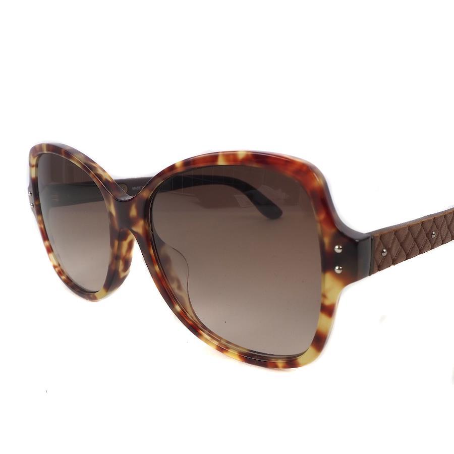 [BOTTEGAVENETA] Bottega Veneta Intrecciato BV0045SA 003 Plastic x Leather  Brown 56□17 Women's Sunglasses