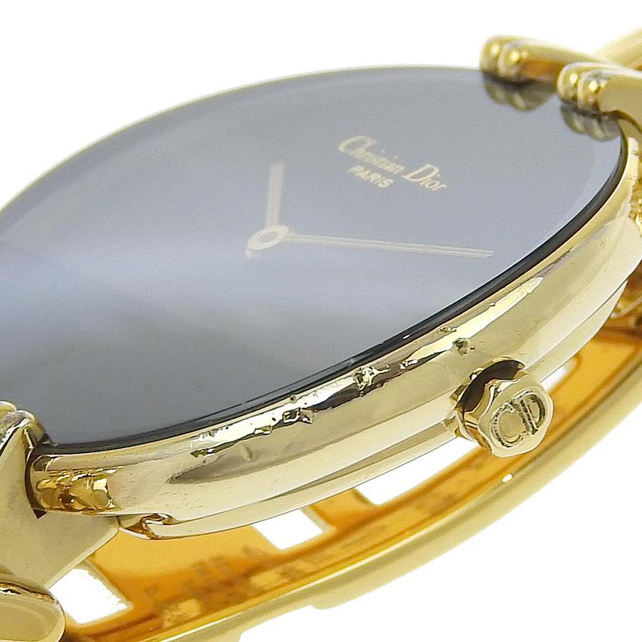 【Dior】クリスチャンディオール バキラ D46-154-4 金メッキ クオーツ アナログ表示 レディース 黒文字盤 腕時計