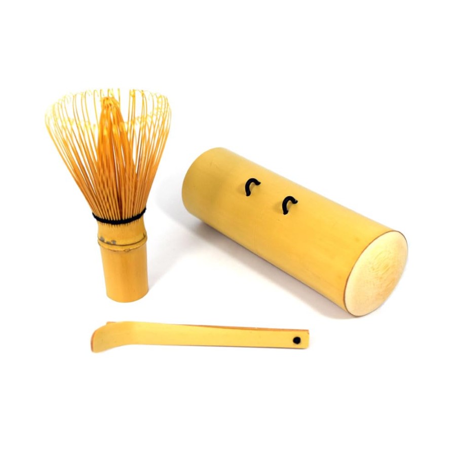 Okadaen Nodate Matcha Tool Set 3-Piece with Lid: Chasen, Chasen Tsutsu, Folding Chashaku