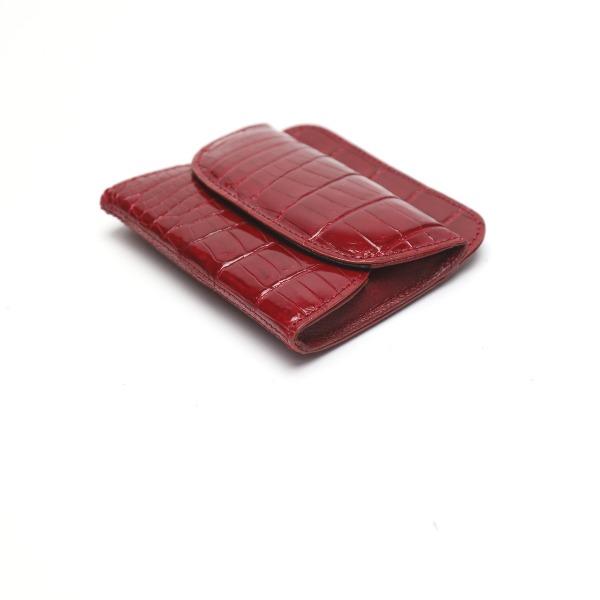 新品 ヘンローンシャイニングクロコダイル小銭入れ付き黒折財布 - 折り財布