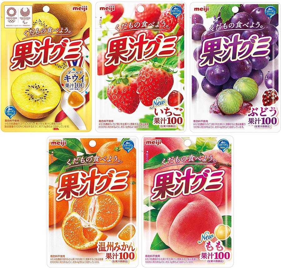 明治果汁軟糖組合5種，各2個，共10個（金獼猴桃，草莓，葡萄，薩摩柑，桃） - 網購日本原版商品，點對點直送香港| ZenPlus