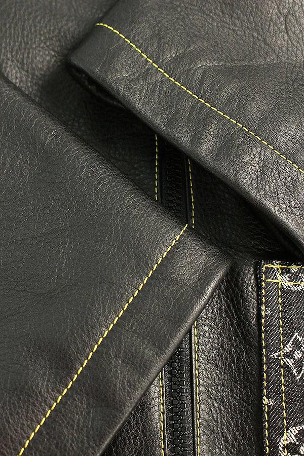 Louis Vuitton x Nigo Crazy Mix Leather Denim Blouson Black Men's