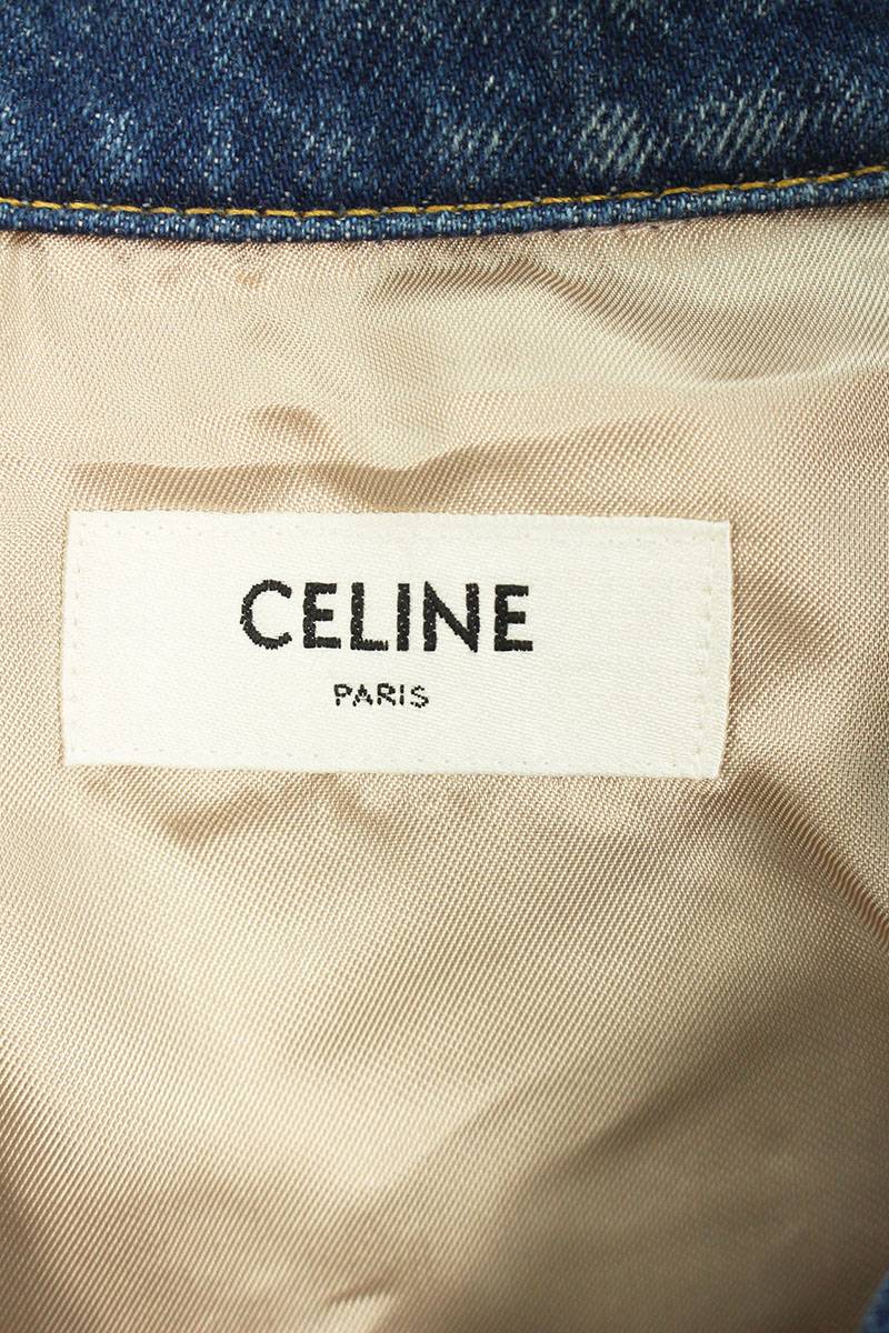 Celine by Hedi Slimane CELINE by Hedi Slimane Size: L 22SS 2Q398930F Star  Embroidered Loose Teddy Denim Jacket