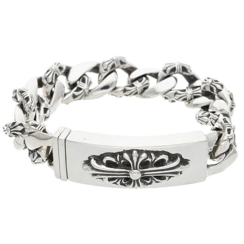 Chrome Hearts ChromeHearts Size: 13LINK ID FLORAL CRS/Floral ID Fancy  Silver Bracelet