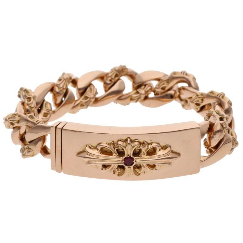 Chrome Hearts 13-Link 22K ID Floral CRS Ruby Floral Cross ID Fancy Ruby ...