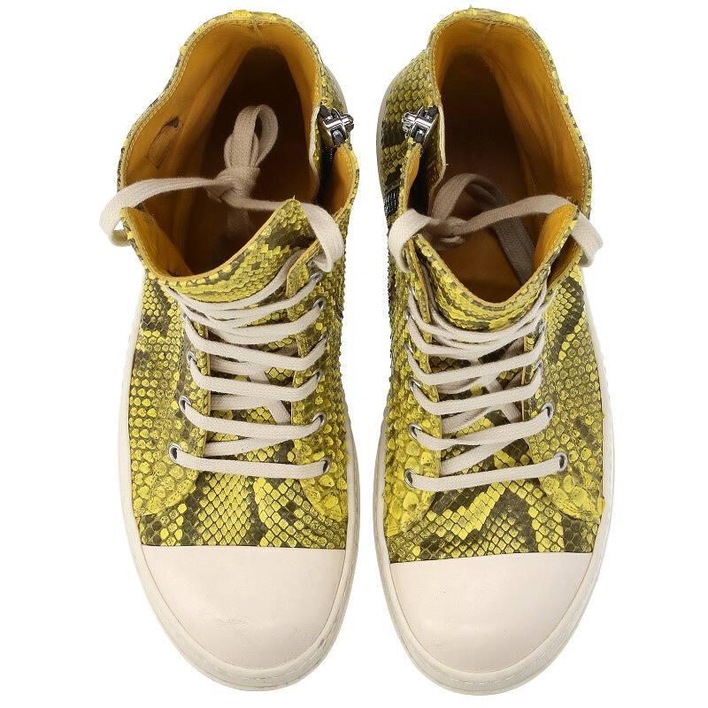 Rick Owens Size: 42 RAMONES 42743 Ramones Python Leather High Cut Sneakers