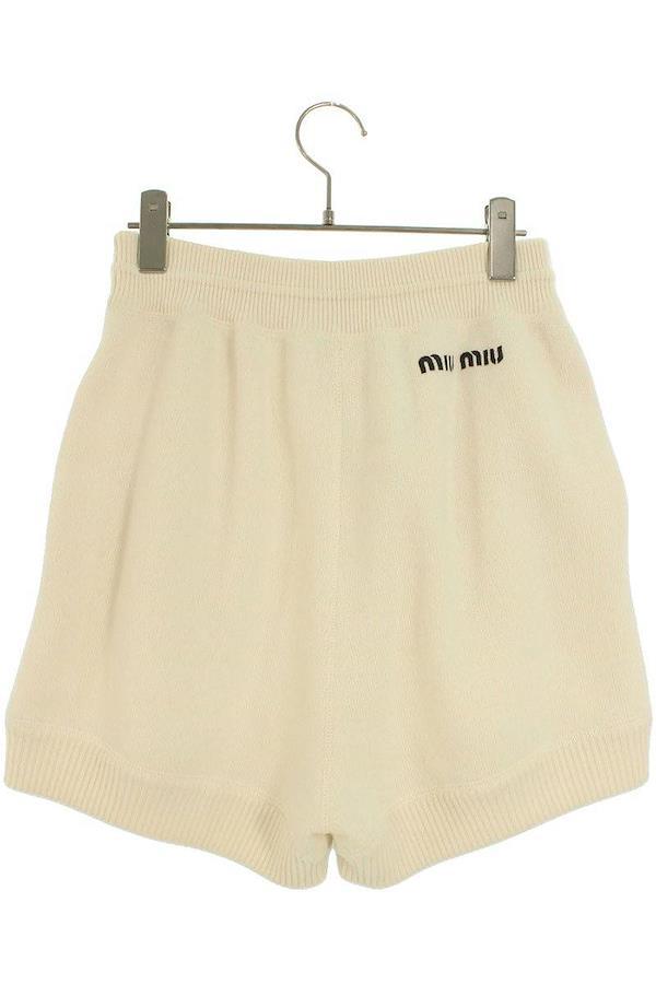 Miu Miu Miu MMP165 Back Logo Embroidered Knit Shorts Off White Size miu-miu-miu-mmp165-back-logo-embroidered-knit-shorts-off-white-size