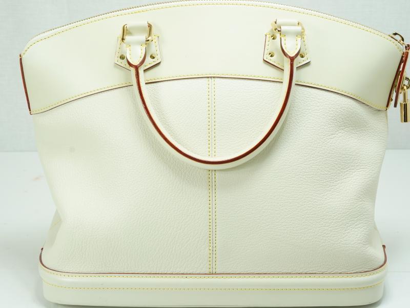 Pre-Owned Louis Vuitton Suhali Lockit MM Leather White Handbag Top