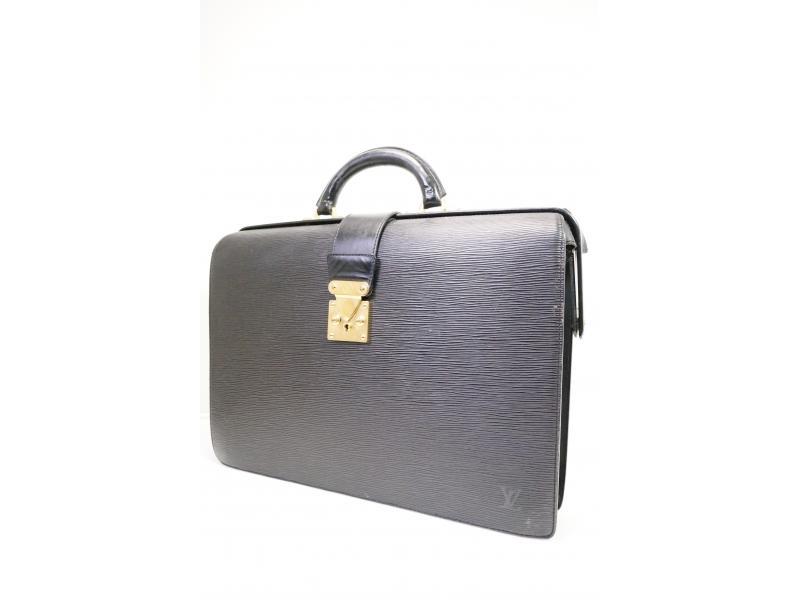 LOUIS VUITTON Noir Serviette Fermoir Briefcase / Doctor Bag - Made In France
