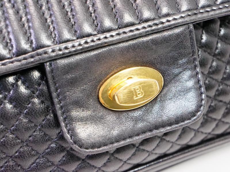 Bally Quilted Black Leather Chain Flap Bag