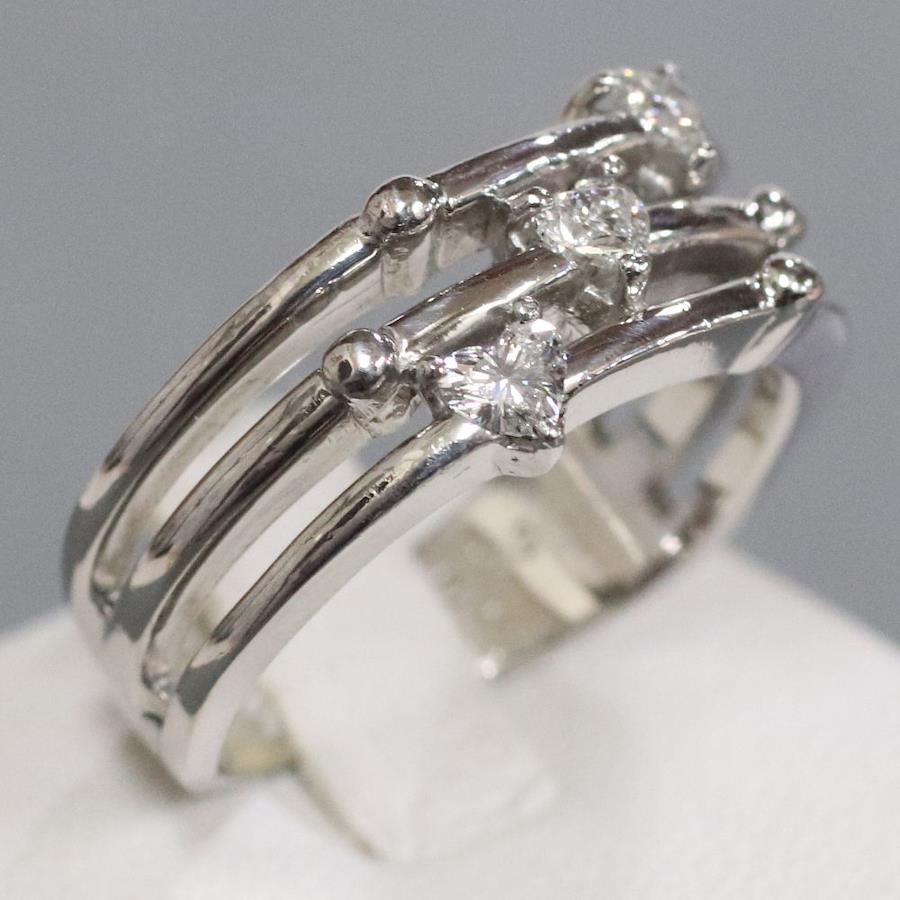 Pt900 diamond ring D0.33 #13 9.8g