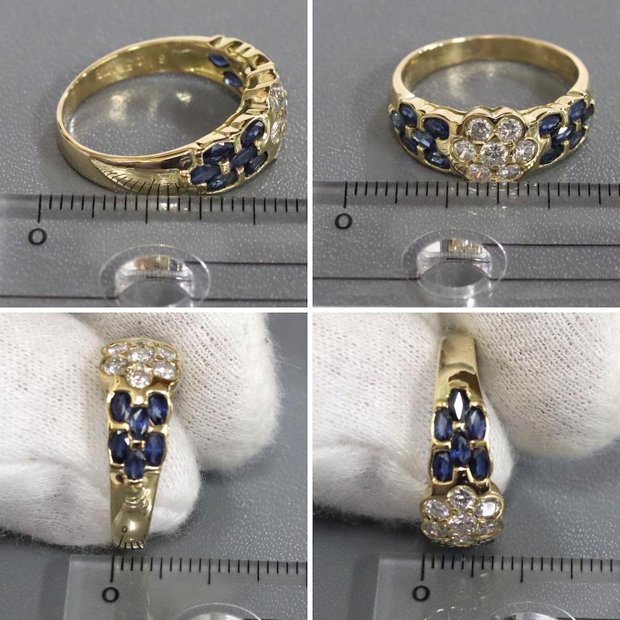 Buy K18 sapphire diamond ring S1.45 D0.47 4.7g #16 from Japan