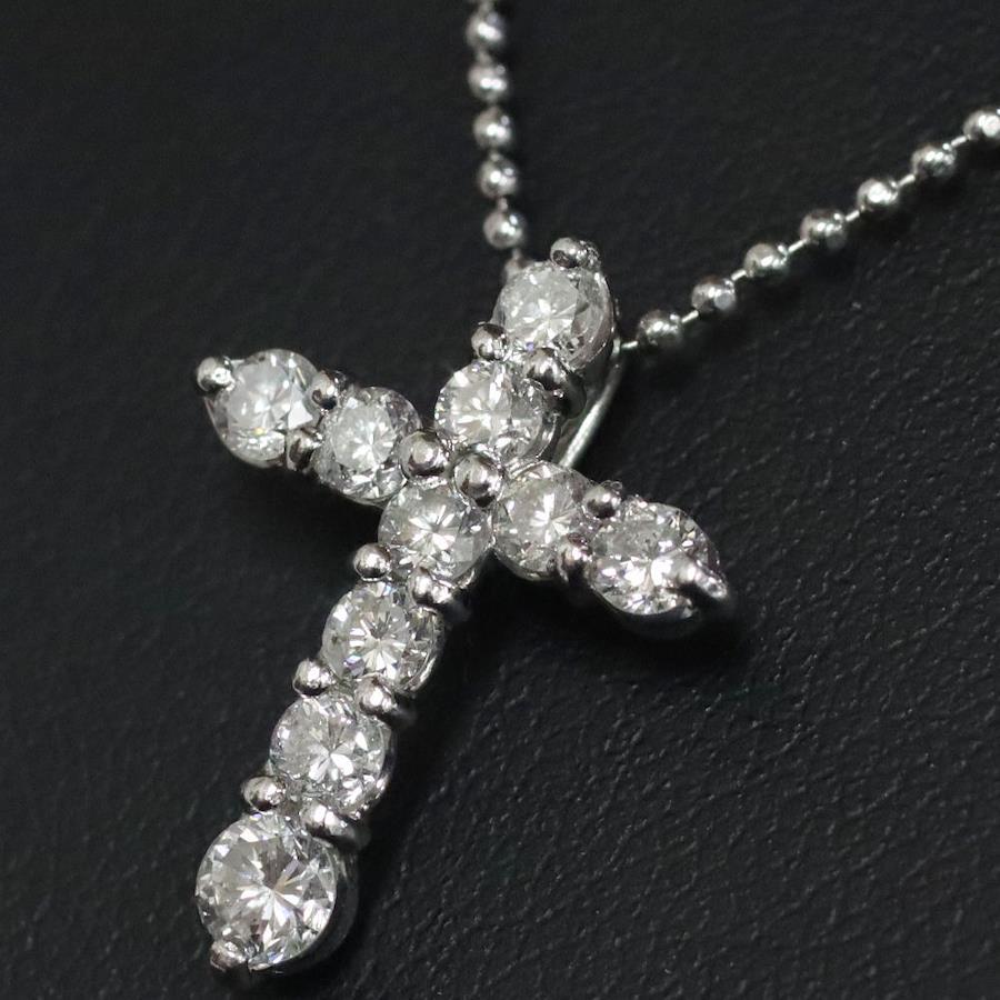 Pt900 diamond pendant top cross motif D1.00 2.8g - 網購日本原版