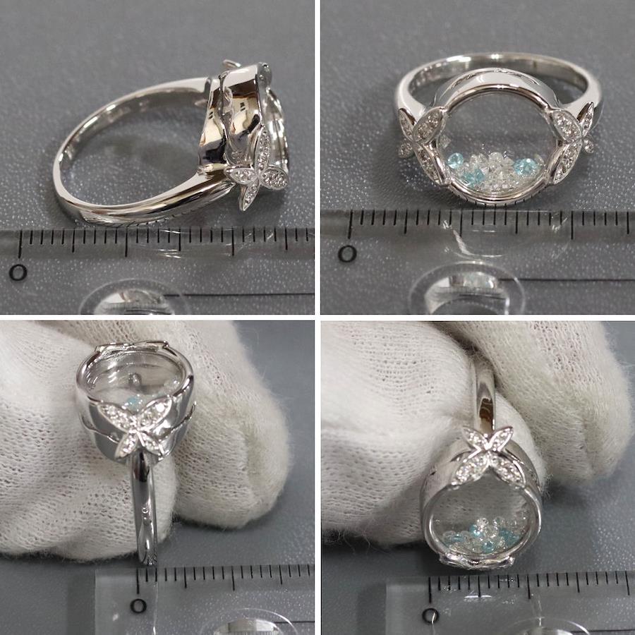 K18WG diamond ring T0.06 D0.27 6.3g
