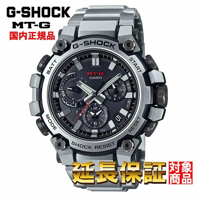 G-SHOCK 手錶CASIO 無線電太陽能智慧型手機連結功能碳芯防護黑色x 銀色