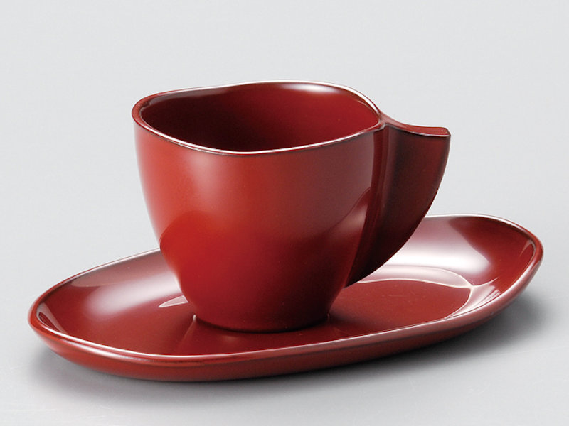 Lacquerware Coffee Cup Set, Ancient Vermilion, 1 Set