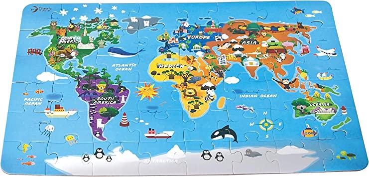 ジグソーパズル 世界地図 子供 パズル 3歳 48ピース 地図 [ Classic World クラシックワールド ワー