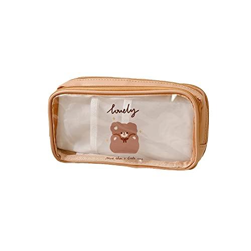 Buy Pen case, large capacity, three-layer pencil case, transparent, clear,  pencil case, pen pouch, bag, cute, bear, rabbit, stationery bag,  stationery, accessory case, cosmetics storage, for middle and elementary  school students, high