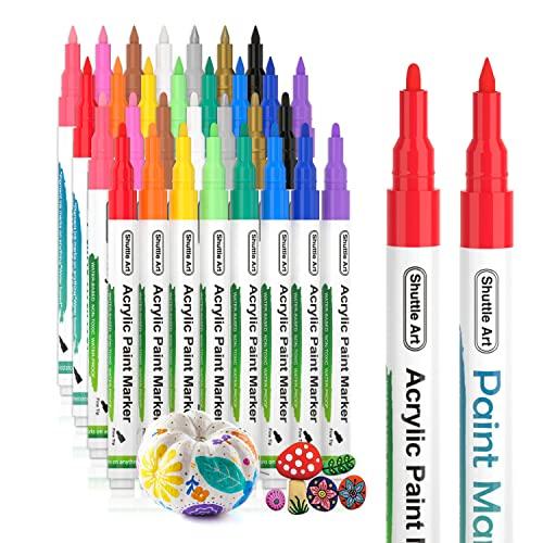 Buy Shuttle Art Acrylic Markers, Acrylic Pens, Water-Based, 15 Colors, Set  of 30, 2 Types of Nibs, Paint Markers, Color Pens, Fine Point, Extra Fine  Point, Waterproof, Quick Drying, Light Resistant, Can