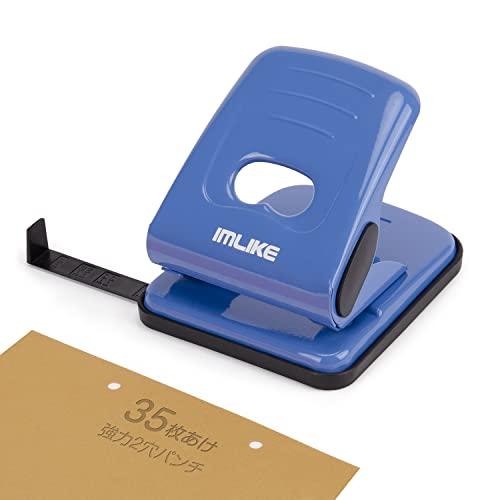 Plus 2 hole paper punch Blue From Japan